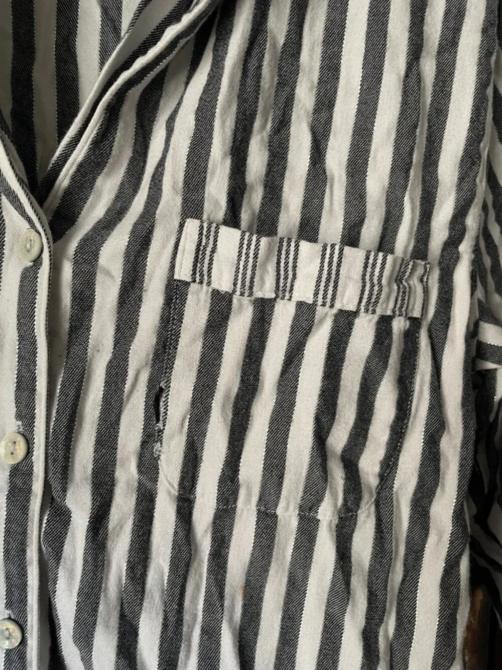 Victoria's Secret Pajama Set Striped Long-Sleeve — Black & White